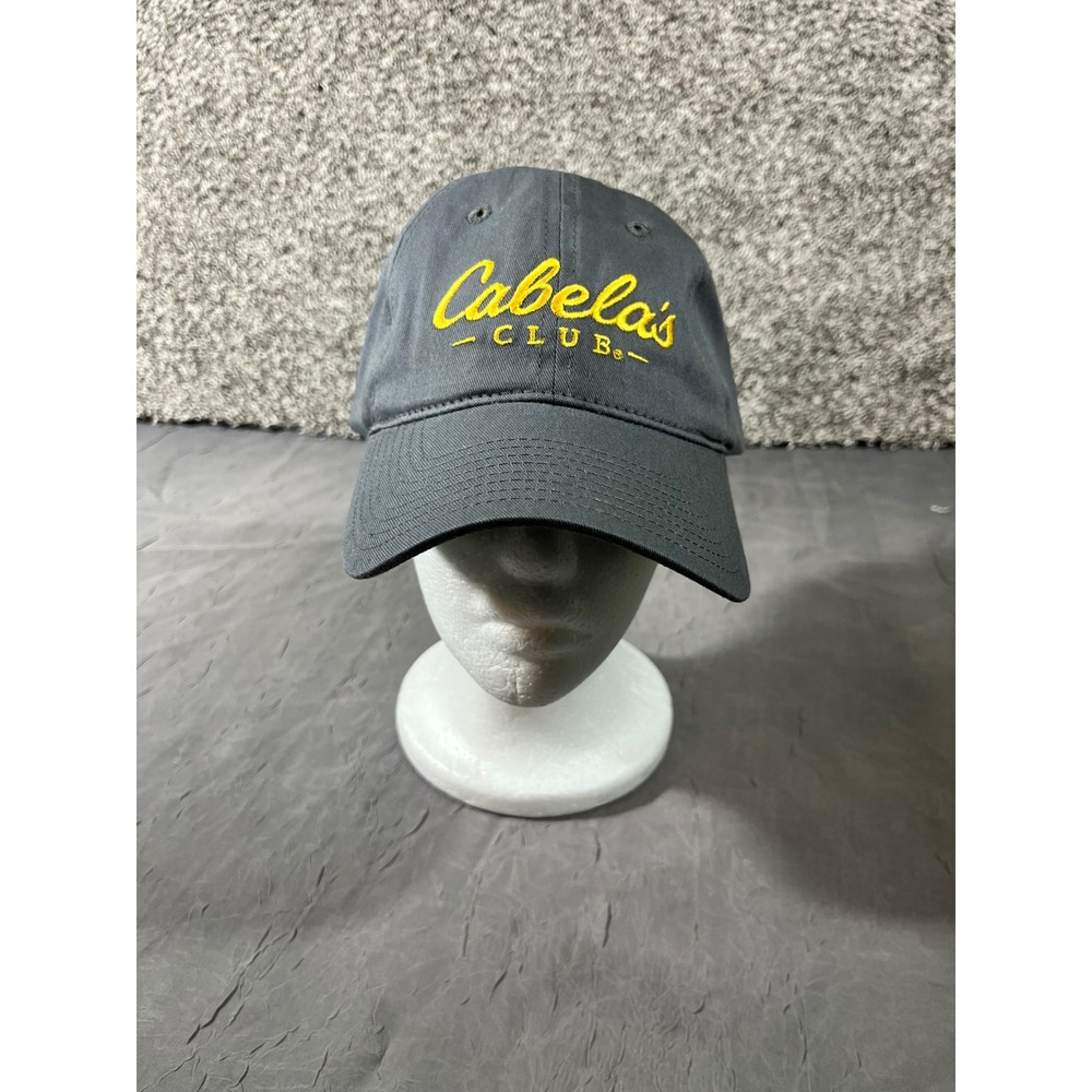 Cabelas Club Adjustable Baseball Hat Cap Men OS Gray Yellow Embroidered Gorpcore
